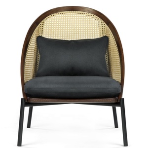 Di Fascia alta Mobili Per Il Tempo Libero In Metallo Nero Gambe In Legno Rattan Divano Sedia Per Bar - Product Image 2