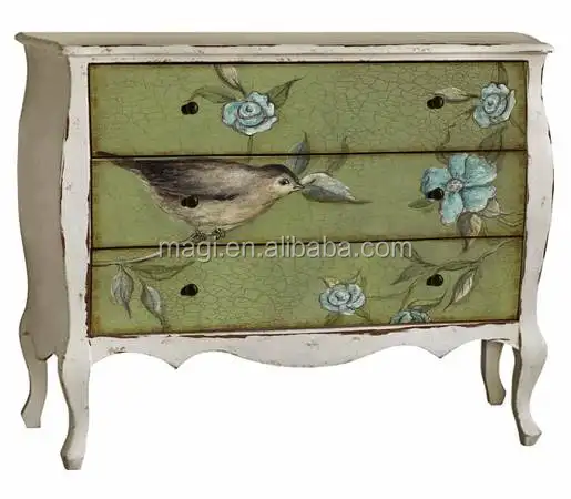 Shabby chic bird design bedroom cabinet