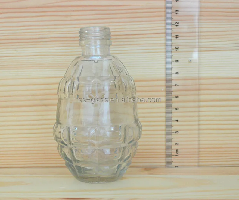Customizable Sensheng Brand Grenade small screw covered glass vodka bottles