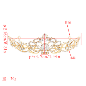 Tiara clásica de la corona de la Reina del tocado de la boda de la manera Europea brilla la corona de la princesa de la novia - Product Image 6