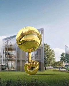 Escultura moderna personalizada de acero inoxidable, escultura grande de acero inoxidable para exteriores, esferas huecas de acero inoxidable para mirar - Product Image 2