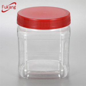 Pot alimentaire carré en plastique PET vide de 50 oz avec couvercle pour l'emballage d'arachides grillées/salées - Product Image 4