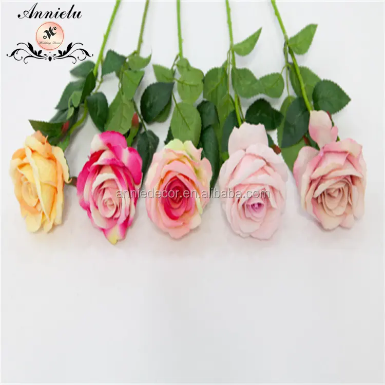 Rosa Artificial para decoración del hogar, flores artificiales de varios colores para fiesta, Festival, boda