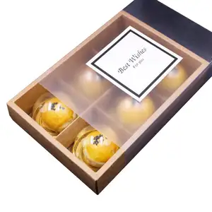 Матовый бумажный ящик для упаковки печенья с разделителем, коробки для еды, упаковка для печенья и напитков