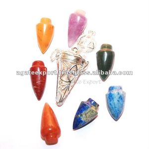 Piedra semipreciosa Artesanía Triquetra Chakra Jaula Péndulo Cono - Product Image 2