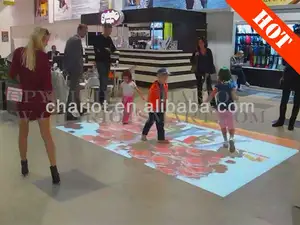Piso, sistema de piso de proyección interactivo utilizado para la publicidad en el centro comercial.