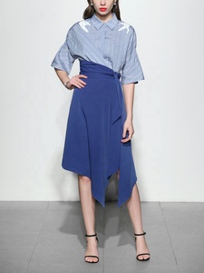 OEM Deux Pièces OL Rayure Blouse <span class=keywords><strong>Bleu</strong></span> Jupe Femmes Jupe <span class=keywords><strong>Costume</strong></span> pour Dame <span class=keywords><strong>Costume</strong></span> d'Affaires - Product Image 3