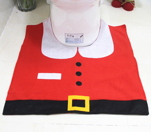 3PCs Set Red Santa Claus Alfombra de baño Decoraciones Feliz Navidad Santa Cubierta de asiento de inodoro - Product Image 5