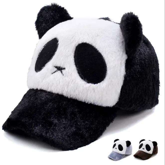 2020 vendita calda inverno caldo lana animale panda carino bambini berretto da baseball cappello per i bambini