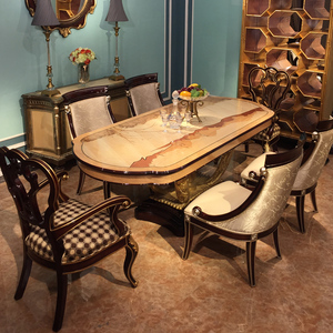 <span class=keywords><strong>Tavolo</strong></span> da Pranzo Ovale in Stile Vittoriano <span class=keywords><strong>Barocco</strong></span> Antico, Intagliato a Mano in Legno, con <span class=keywords><strong>Sedie</strong></span> BF05-YS034 - Product Image 1