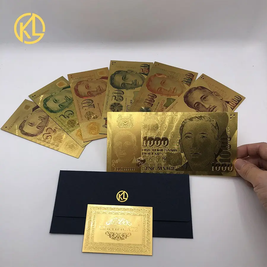 Singapore 100 currency Gold foil Banknote plastic Money Collection Decoration Birthday Gifts
