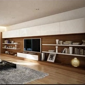 Hangzhou Vermont — laque blanche brillante 2018, support de TV moderne avec étagères en bois de cerise - Product Image 6