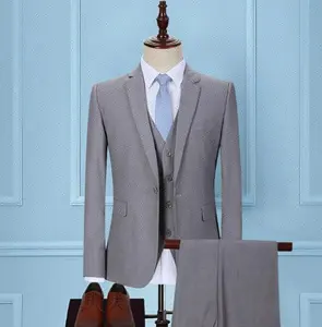 High quality trendy top brand coat pant men suit solid grey coat pant fancy suits for men.