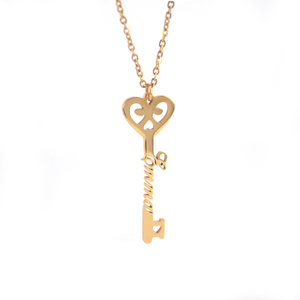 Colgante de llaves personalizado de acero inoxidable chapado en oro de 18k, collar con nombre - Product Image 2