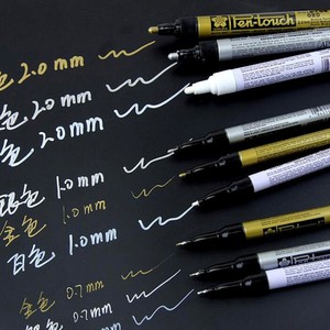 ปากกามาร์กเกอร์ซากุระสำหรับเขียนการ์ดสีดำ0.7/1.0/2.0มม. ปลายสีเงินสีทองสีขาว - Product Image 5