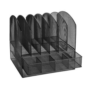 Organizzatore da scrivania in rete nera con cassetto scorrevole per ufficio organizzatore di File in metallo - Product Image 4