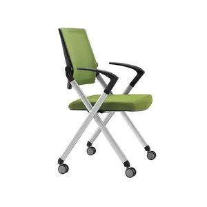 Trade assurance order comfortable flexible seat mesh back nylon castors foldable office training chair