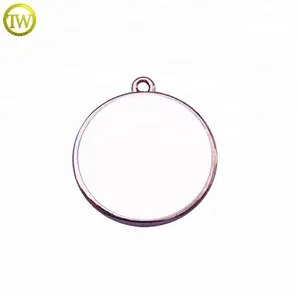 Metal Pendant Custom Enamel Pink Necklace Accessory Charms Circle Shape Bow Knot Logo Metal Jewelry Pendants