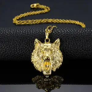 Colar de jóias de hip hop JB-07, gargantilha jewlery 24k ouro wolf hip hop