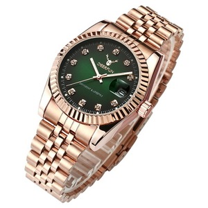 Montre <span class=keywords><strong>femme</strong></span> DEERFUN 3876 en or, <span class=keywords><strong>lunette</strong></span> rotative, verre saphir, bracelet en acier inoxydable, étanche, quartz. - Product Image 3