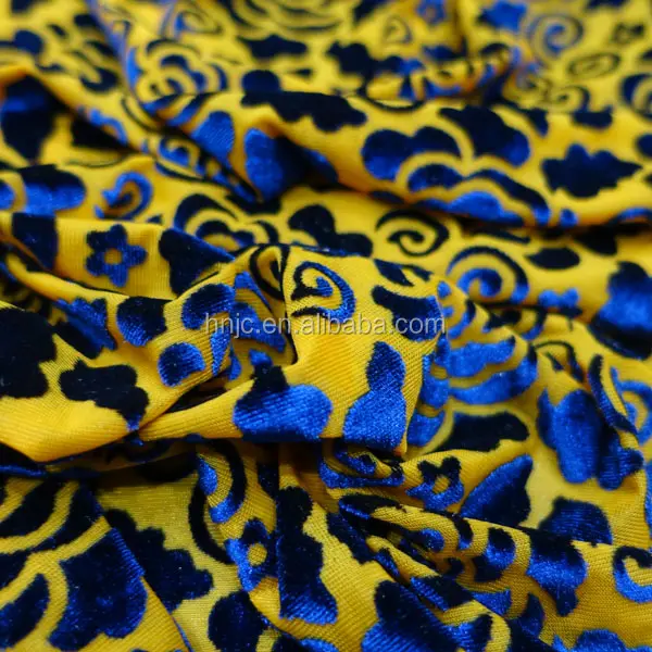 Глянцевая китайская темно-синяя snd желтая выгорающая шелковая бархатная ткань для платья чонсам