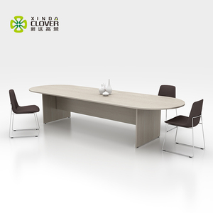Mesa de conferencia de madera Ovalada para 10 personas, sala de reuniones de estilo simple, diseño moderno de alta gama de China, color teca - Product Image 6