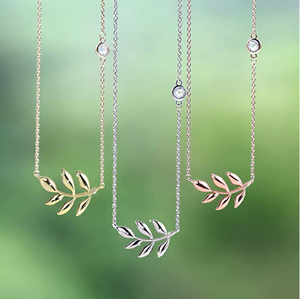 Monili Dell'acciaio Inossidabile di modo Del Pendente Del Foglio Della Collana Ramo di Un Albero Collane Stazione di Catena per Le Donne - Product Image 4