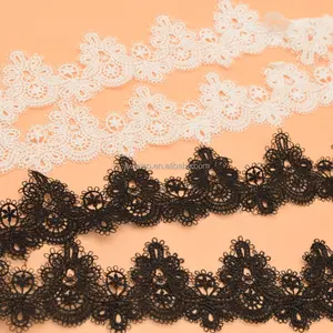 Branco e preto de BOA QUALIDADE Poliéster Venise/Veneza Rendas Vitoriano Victorian Lace Ruiva Guarnição Do Laço largura: 5.5cm