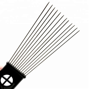 Salon de Coiffure Peigne <span class=keywords><strong>Afro</strong></span> Coiffure En Métal Épingles à Cheveux Pick Avec Poing Poignée En Plastique - Product Image 5