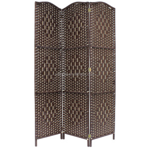 Paravento Decorativo in Rattan Mobile, Pannello in Legno Stile Dubai, Divisorio Pieghevole a 3 Pannelli, Separatore Economico con Carta per Matrimoni - Product Image 3