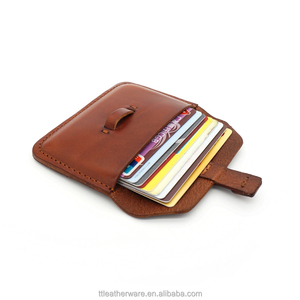 Italian Vegetable Tanned Leather Name Card Case Cowhide Coin Holder - Product Image 3