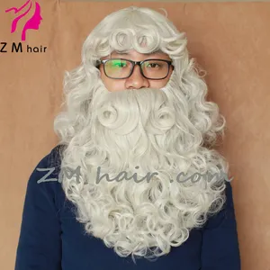 zm hair new short synthetic hair Adjustable Santa wig and beard with attached moustache