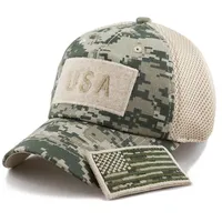 Şık şapkalar camo mesh geri şapka yapılandırılmamış 6 paneli beyzbol şapkası amerikan bayrağı şapka taktik operatör pamuklu kasket