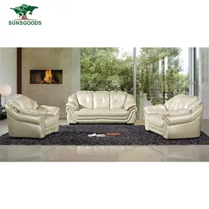 Set Sofa Bagian Modern Kulit Putih Kualitas Tinggi, Furnitur Ruang Tamu Kulit Putih