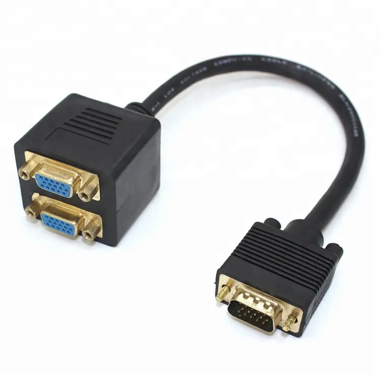 Alta Qualidade VGA Macho para Dual VGA Adaptador Feminino Splitter Cabo Para PC, Monitor, Projetor