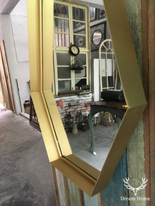 Wholesale Contemporary <strong>Gothic</strong> Decorative Goemetry Gold Metal Hanging Wall Coffin <strong>Mirror</strong> with Leather Belt for Living Room - Product Image 3