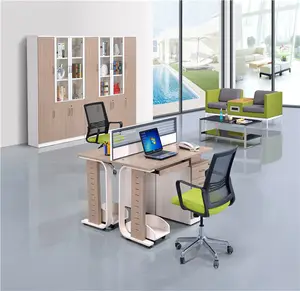 Mesa de escritório moderna design de madeira, mesa de escritório para 2 pessoas