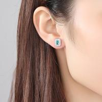 Xmxczcity — boucles d'oreilles de mariée en argent Sterling 925, bijoux simples, perles de mariage, pierres précieuses carrées vertes