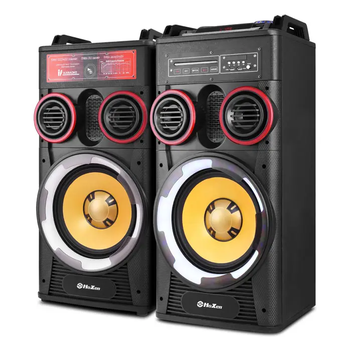 2.0 Double 12 inch dvd active karaoke wooden stage subwoofer speaker with DJ sound console
