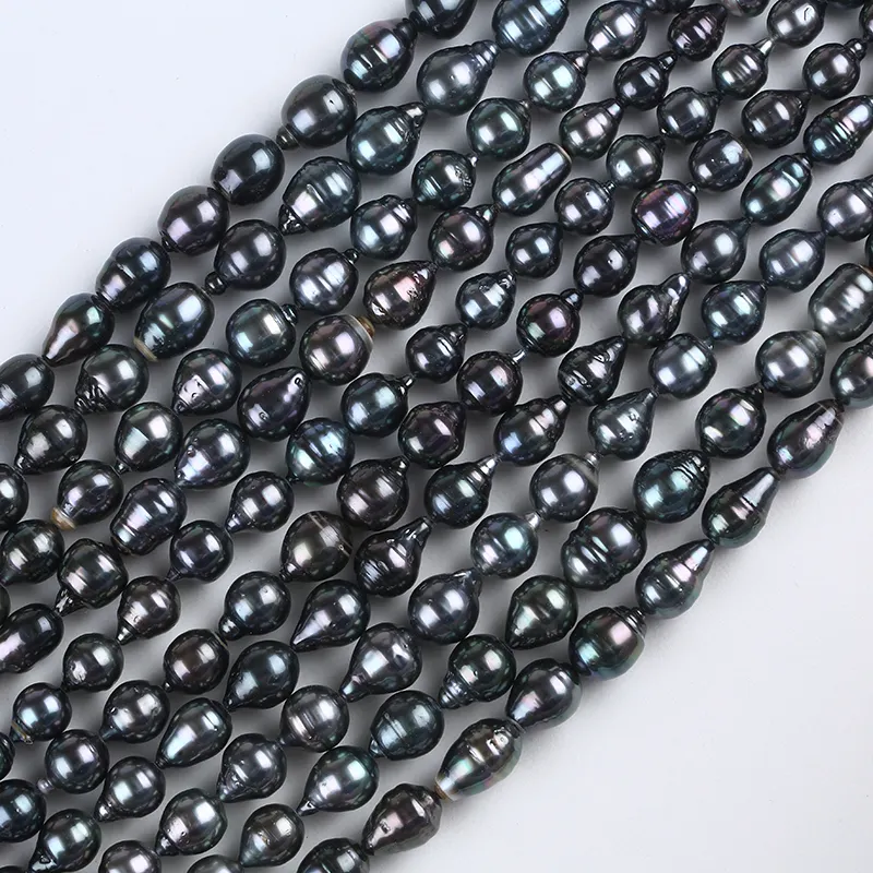 10-12mm A grade baroque black real tahitian pearl beads