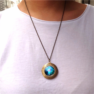 12 símbolo del zodiaco foto caja Locket colgante collar vintage oro cristal colorido acuario Piscis Escorpio signo Locket collar - Product Image 5