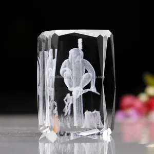 Crested — gravure laser 3d de haute qualité, cube en verre de cristal, avec animaux dôme personnalisés