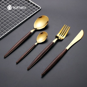 spoon fork set with golden