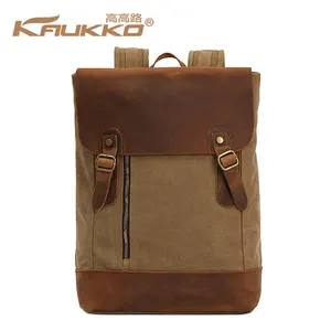 KAUKKO Canvas Backpack Ladies Shoulder Bags Stitching Leather Shoulder Bag for Women