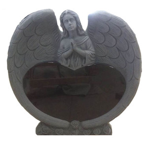 Pierre funéraire en granit rouge SH STONE, prix avantageux, forme de cœur d'ange unique, monument funéraire pour cimetière - Product Image 3