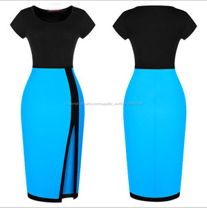 Señoras <span class=keywords><strong>elegante</strong></span> formal atractiva ajustada vestido de la cadera y <span class=keywords><strong>un</strong></span> corto de manga corta falda lápiz - Product Image 3