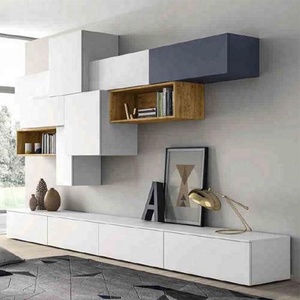 Hangzhou Vermont — laque blanche brillante 2018, support de TV moderne avec étagères en bois de cerise - Product Image 4