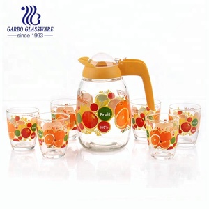 Trung Quốc Bán Chạy 7 Cái Dễ Thương In Ấn Thiết Kế Nước Uống Jug Set 1 Cái Bình 6 Cái Ly Thủy Tinh Nước Lạnh Trà Thủy Tinh Jug Bộ - Product Image 4