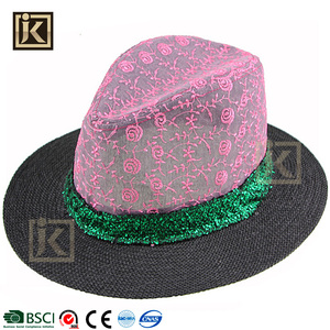 JAKIJAYI 2017 elegante barato al por mayor de tejido de papel de verano bordado decorar <span class=keywords><strong>sombrero</strong></span> panamá <span class=keywords><strong>ecuador</strong></span> - Product Image 1