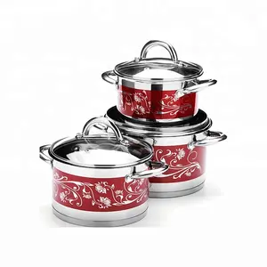 Set Panci dan Panci Desain Korea, Set Peralatan Memasak Dapur Stainless Steel, Panci Masak dan Panci